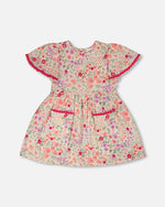 Muslin Dress Off White Printed Flowers - H30F87_3H050