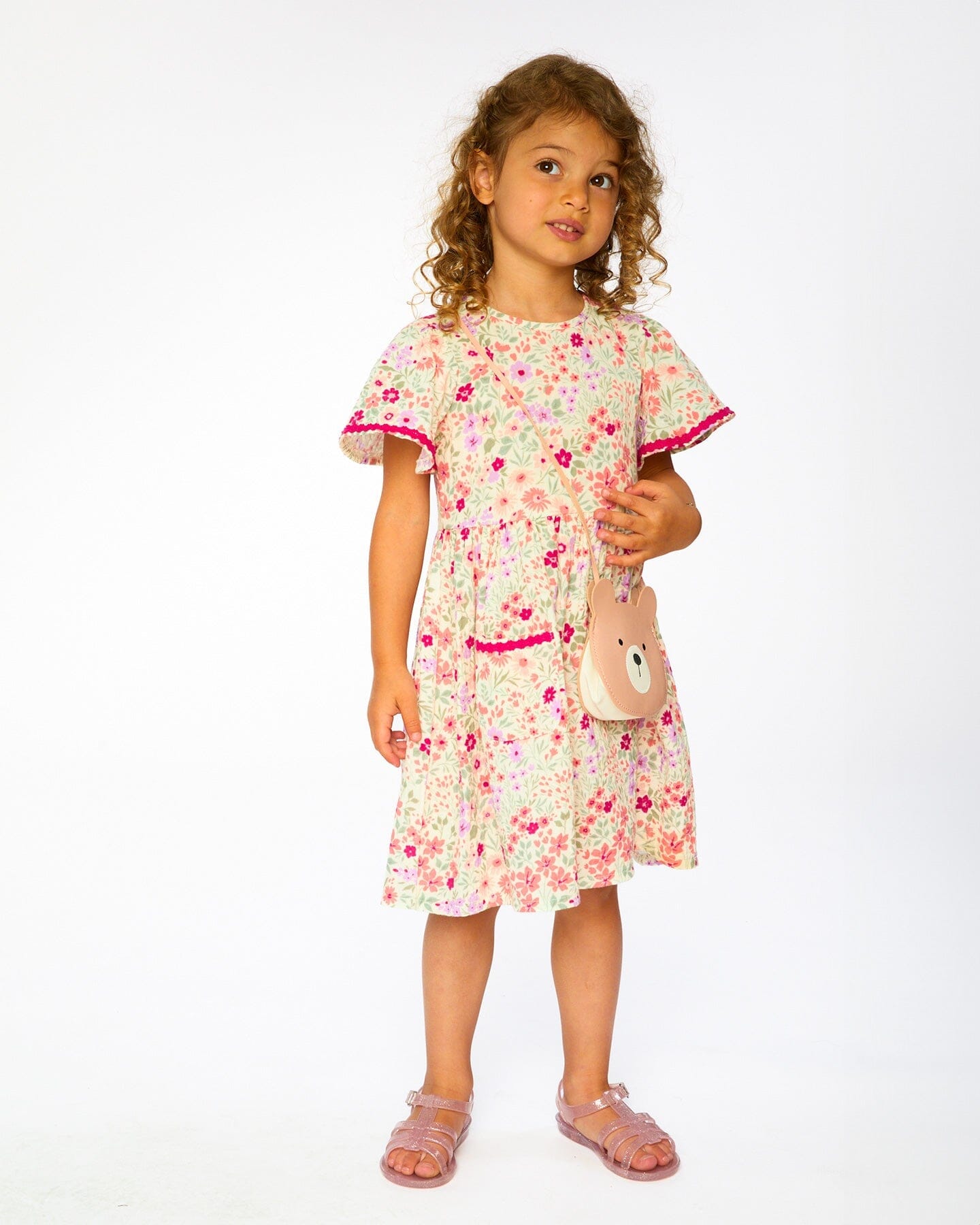 Muslin Dress Off White Printed Flowers - H30F87_3H050