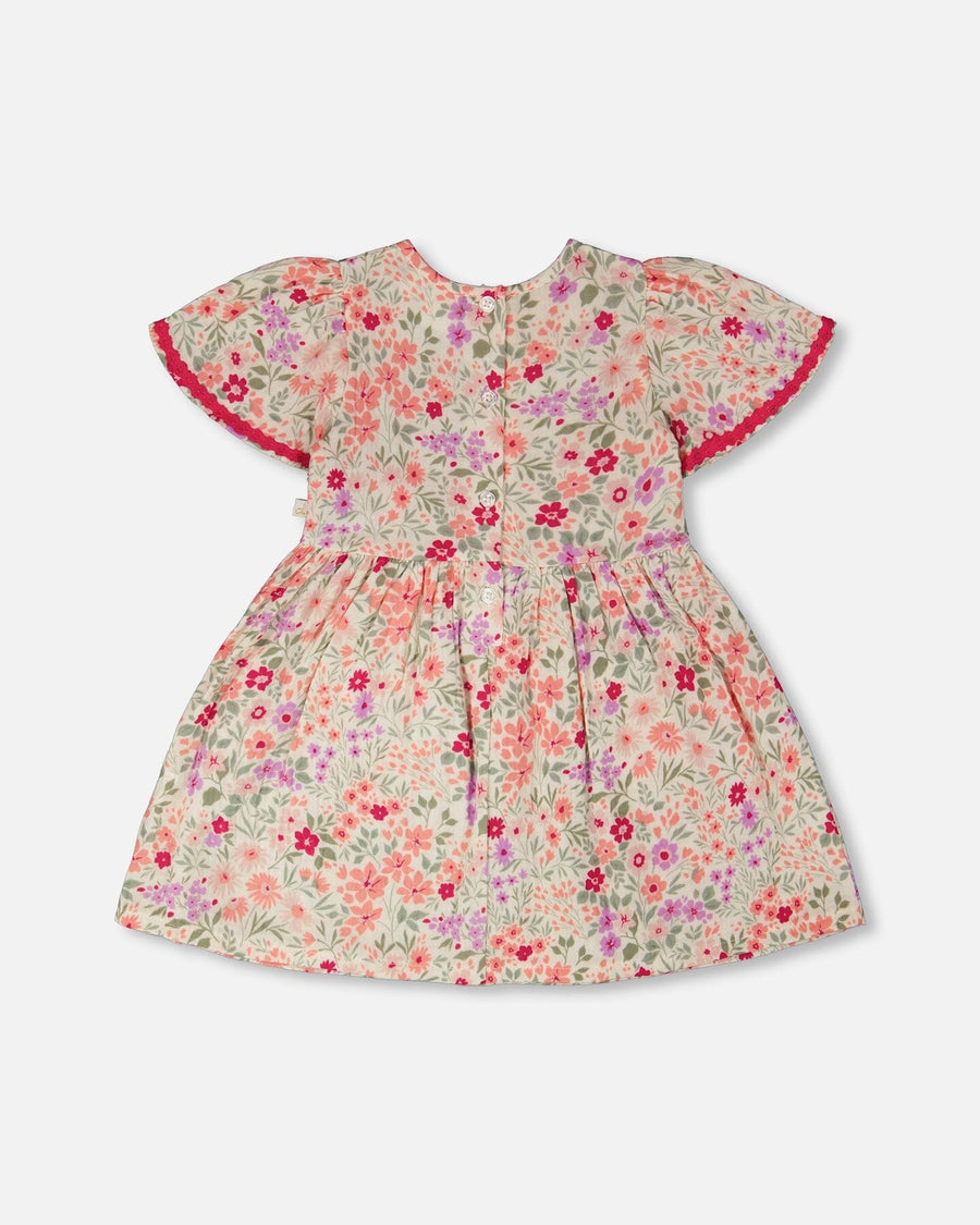 Muslin Dress Off White Printed Flowers - H30F87_3H050