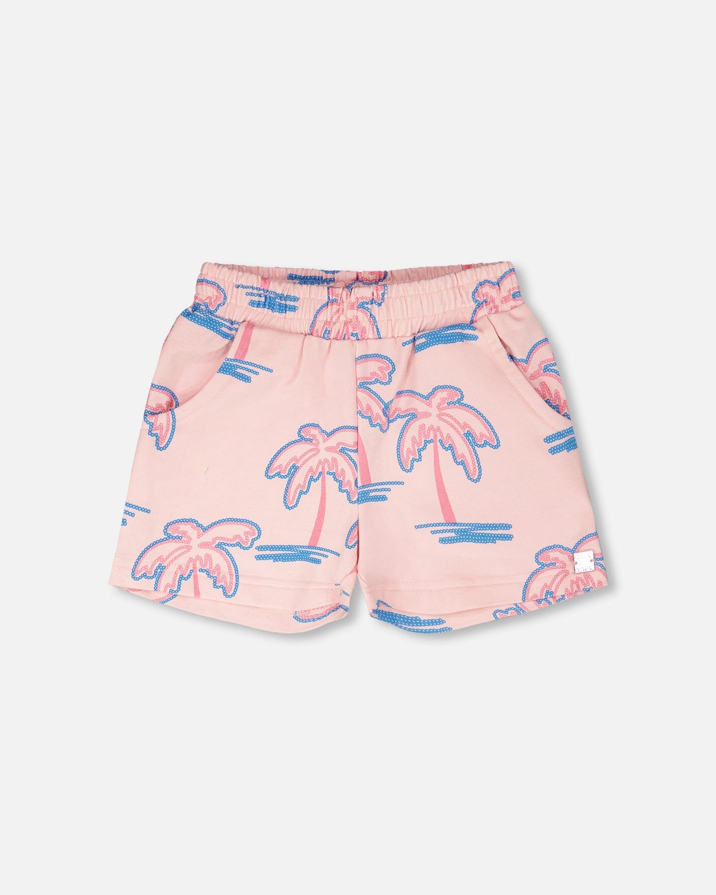 French Terry Shorts Light Pink Palm Print - H30G26_3H112