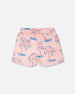 French Terry Shorts Light Pink Palm Print - H30G26_3H112