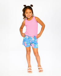 Crinkle Jersey Shorts Blue Shell Print - H30G27_3H111