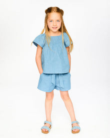 Blue Chambray Shorts - H30G28_3H129