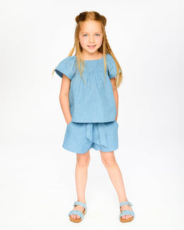 Blue Chambray Shorts - H30G28_3H129
