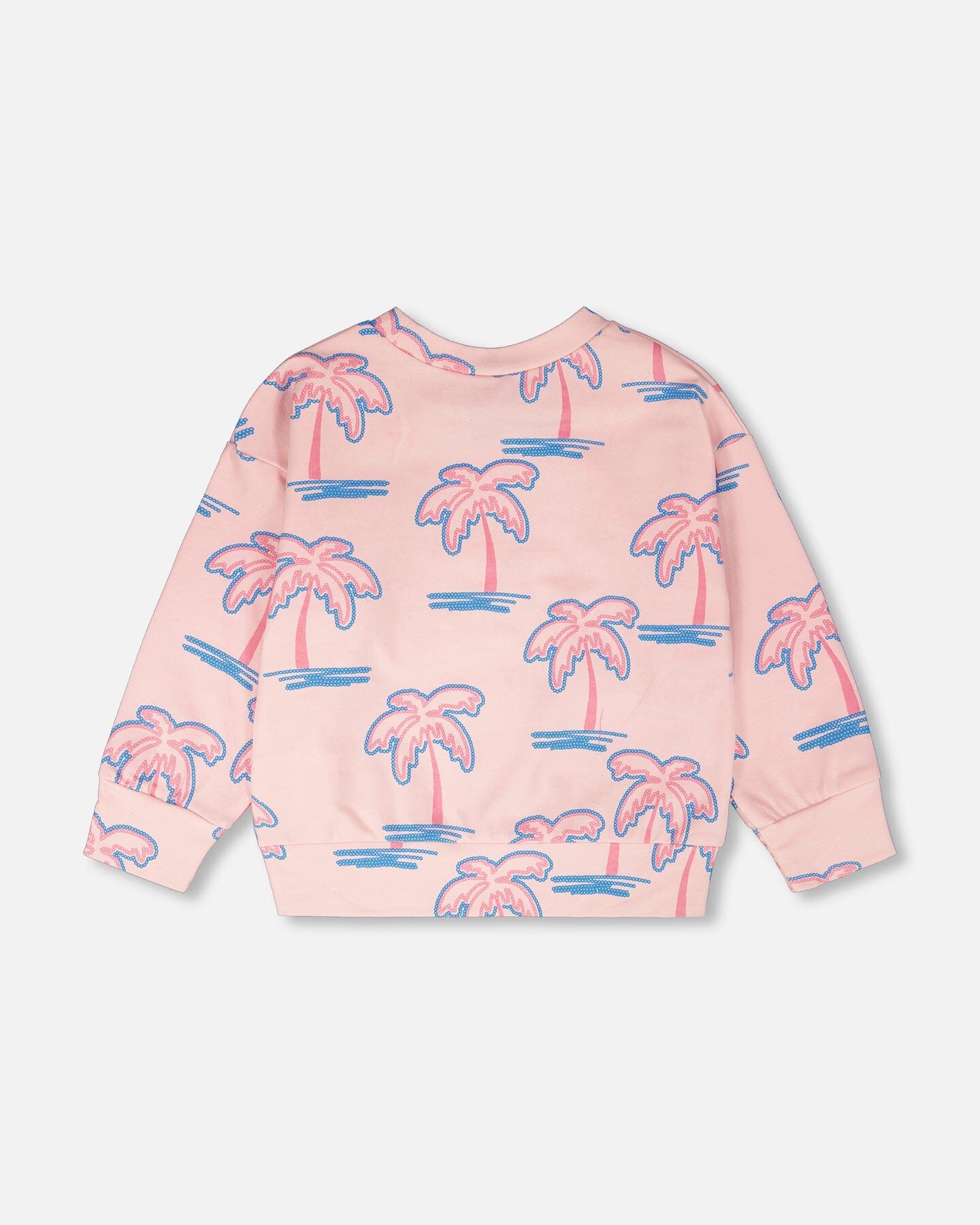 French Terry Sweatshirt Light Pink Palm Print - H30G30_3H112