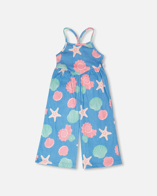 Crinkle Jersey Jumpsuit Blue Shell Print - H30G40_3H111