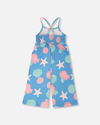 Crinkle Jersey Jumpsuit Blue Shell Print - H30G40_3H111