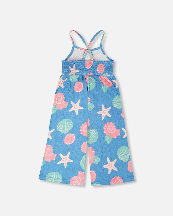 Crinkle Jersey Jumpsuit Blue Shell Print - H30G40_3H111