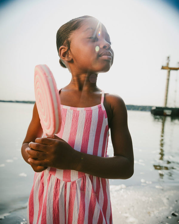 Crinkle Jersey Jumpsuit White And Pink Stripes - H30G40_3H172