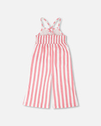 Crinkle Jersey Jumpsuit White And Pink Stripes - H30G40_3H172