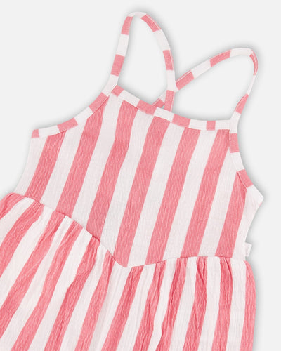 Crinkle Jersey Jumpsuit White And Pink Stripes - H30G40_3H172