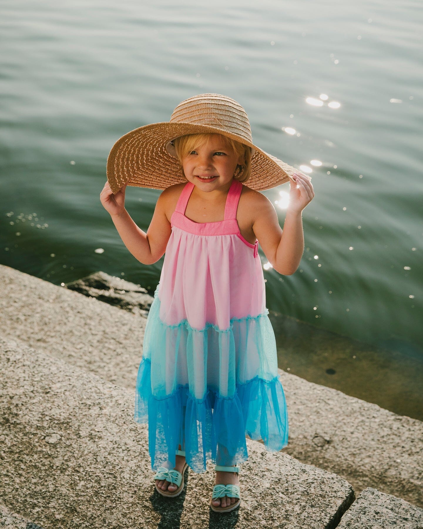 Mesh Dress Pink And Blue - H30G85_06970