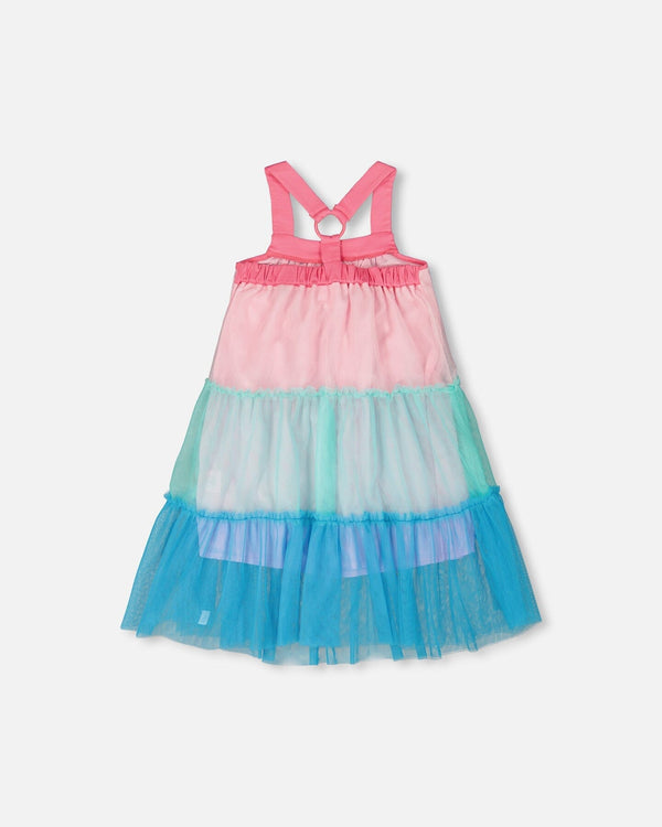 Mesh Dress Pink And Blue - H30G85_06970