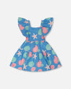 Crinkle Jersey Dress Blue Shell Print - H30G86_3H111
