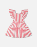 Crinkle Jersey Dress White And Pink Stripes - H30G86_3H172