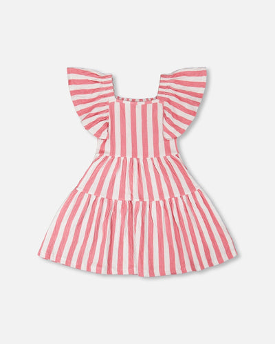 Crinkle Jersey Dress White And Pink Stripes - H30G86_3H172