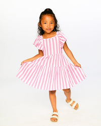 Crinkle Jersey Dress White And Pink Stripes - H30G86_3H172