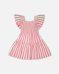Crinkle Jersey Dress White And Pink Stripes - H30G86_3H172