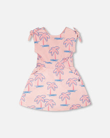 French Terry Dress Light Pink Palm Print - H30G87_3H112
