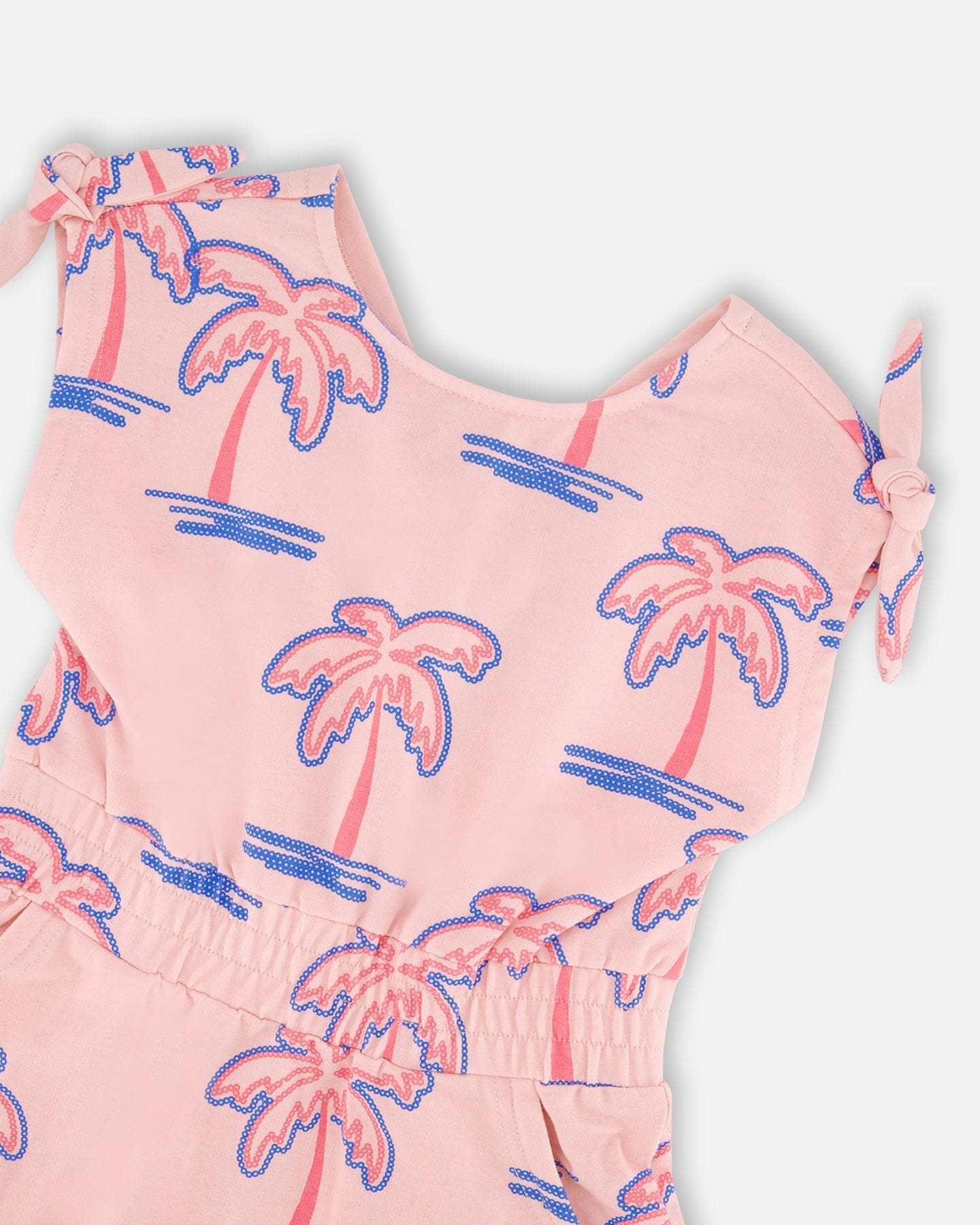 French Terry Dress Light Pink Palm Print - H30G87_3H112