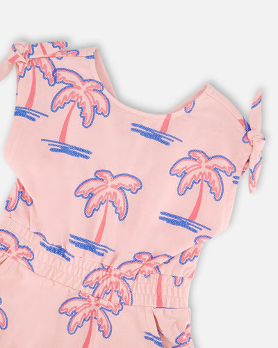 French Terry Dress Light Pink Palm Print - H30G87_3H112