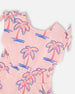 French Terry Dress Light Pink Palm Print - H30G87_3H112