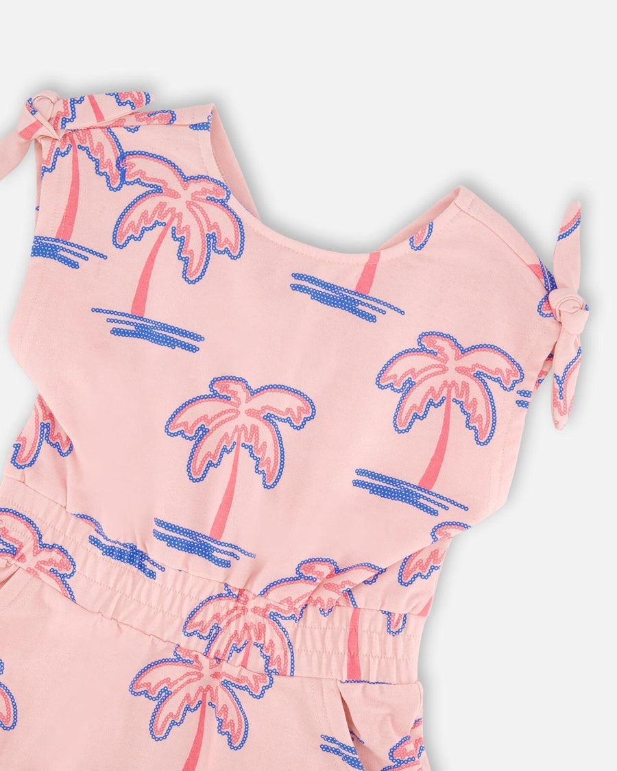 French Terry Dress Light Pink Palm Print - H30G87_3H112