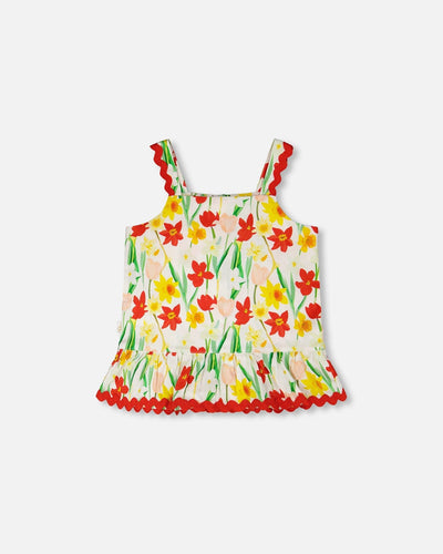 Viscose Top White Daffodil Print - H30H16_3H123
