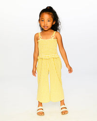 Capri Jumpsuit With Smocking Yellow Gingham - H30H40_3H124