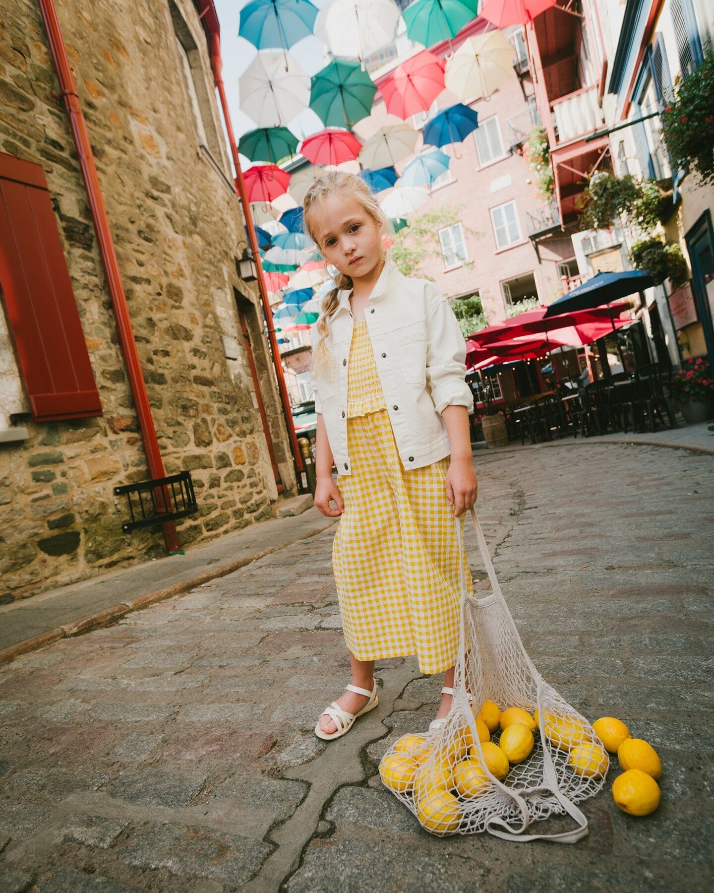 Capri Jumpsuit With Smocking Yellow Gingham - H30H40_3H124