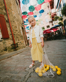 Capri Jumpsuit With Smocking Yellow Gingham - H30H40_3H124