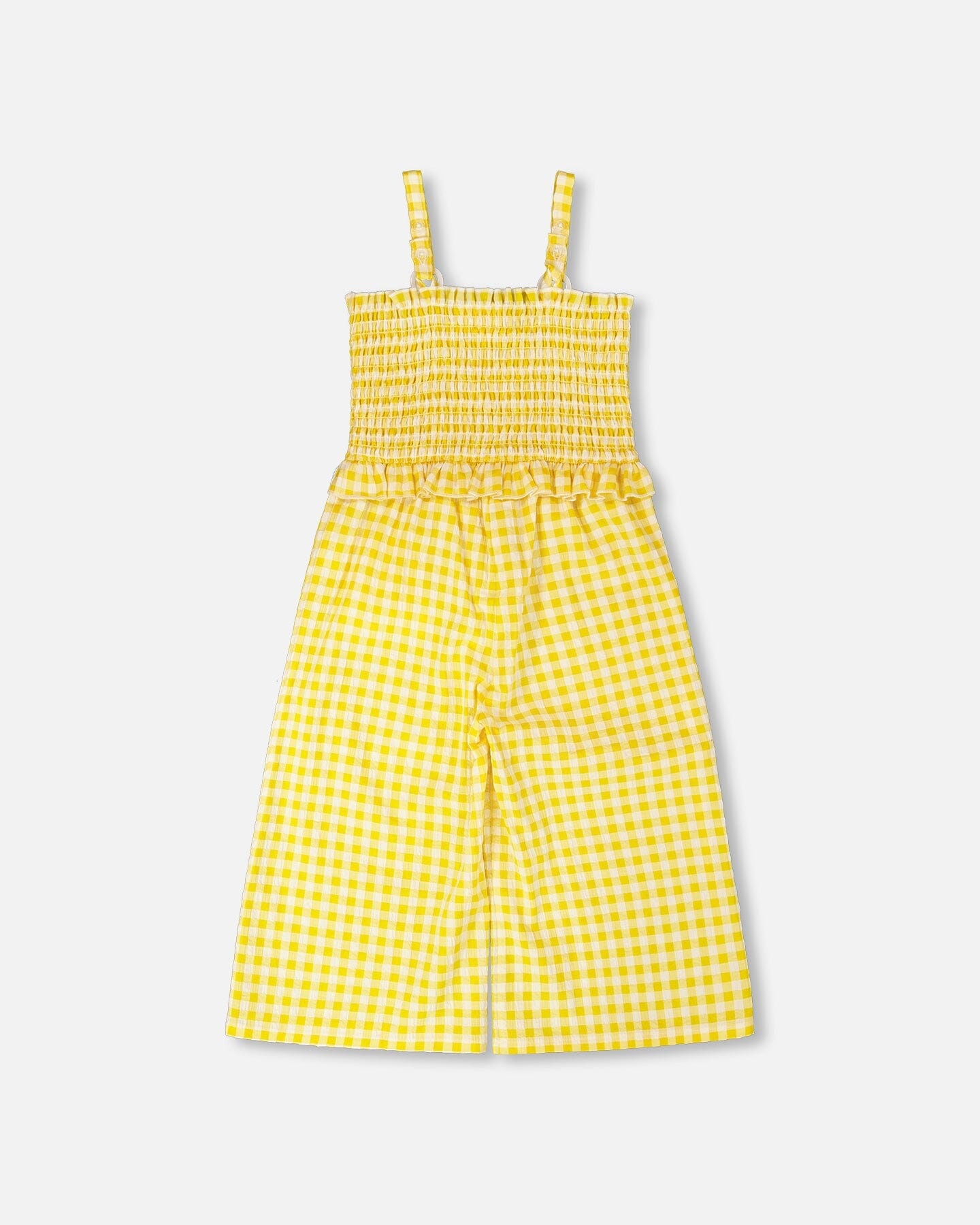 Capri Jumpsuit With Smocking Yellow Gingham - H30H40_3H124