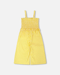 Capri Jumpsuit With Smocking Yellow Gingham - H30H40_3H124