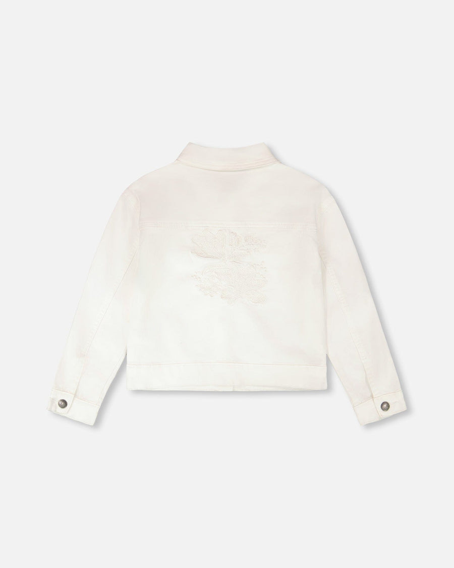 White Denim Jacket With Embroidery - H30H50_01000