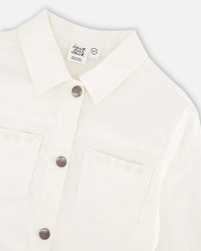 White Denim Jacket With Embroidery - H30H50_01000
