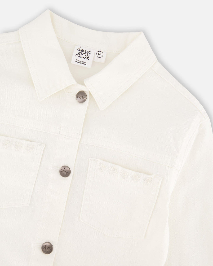 White Denim Jacket With Embroidery - H30H50_01000