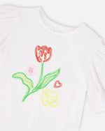 Organic Cotton Jersey Top White With Embroidery - H30H71_01000