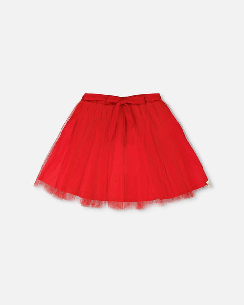 Mesh And Eyelet Skirt Red - H30H81_07620