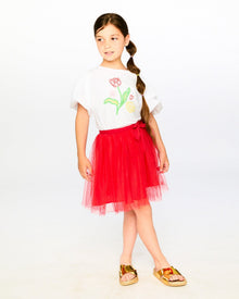 Mesh And Eyelet Skirt Red - H30H81_07620