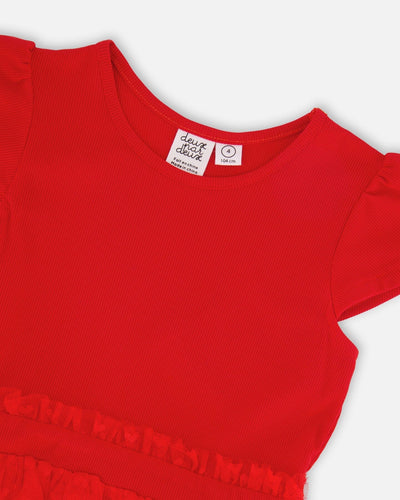 Bi-Material Dress Red - H30H88_07620