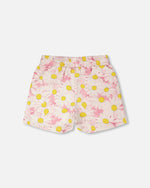 French Terry Shorts Pink Printed Daisies - H30I26_3H136