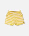 Striped Shorts Yellow And White - H30I27_3H138