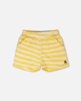Striped Shorts Yellow And White - H30I27_3H138