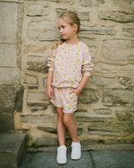 French Terry Sweatshirt Pink Printed Daisies - H30I30_3H136