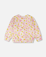 French Terry Sweatshirt Pink Printed Daisies - H30I30_3H136