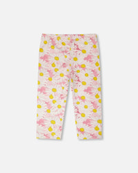 Jersey Capri Pink Printed Daisies - H30I60_3H136