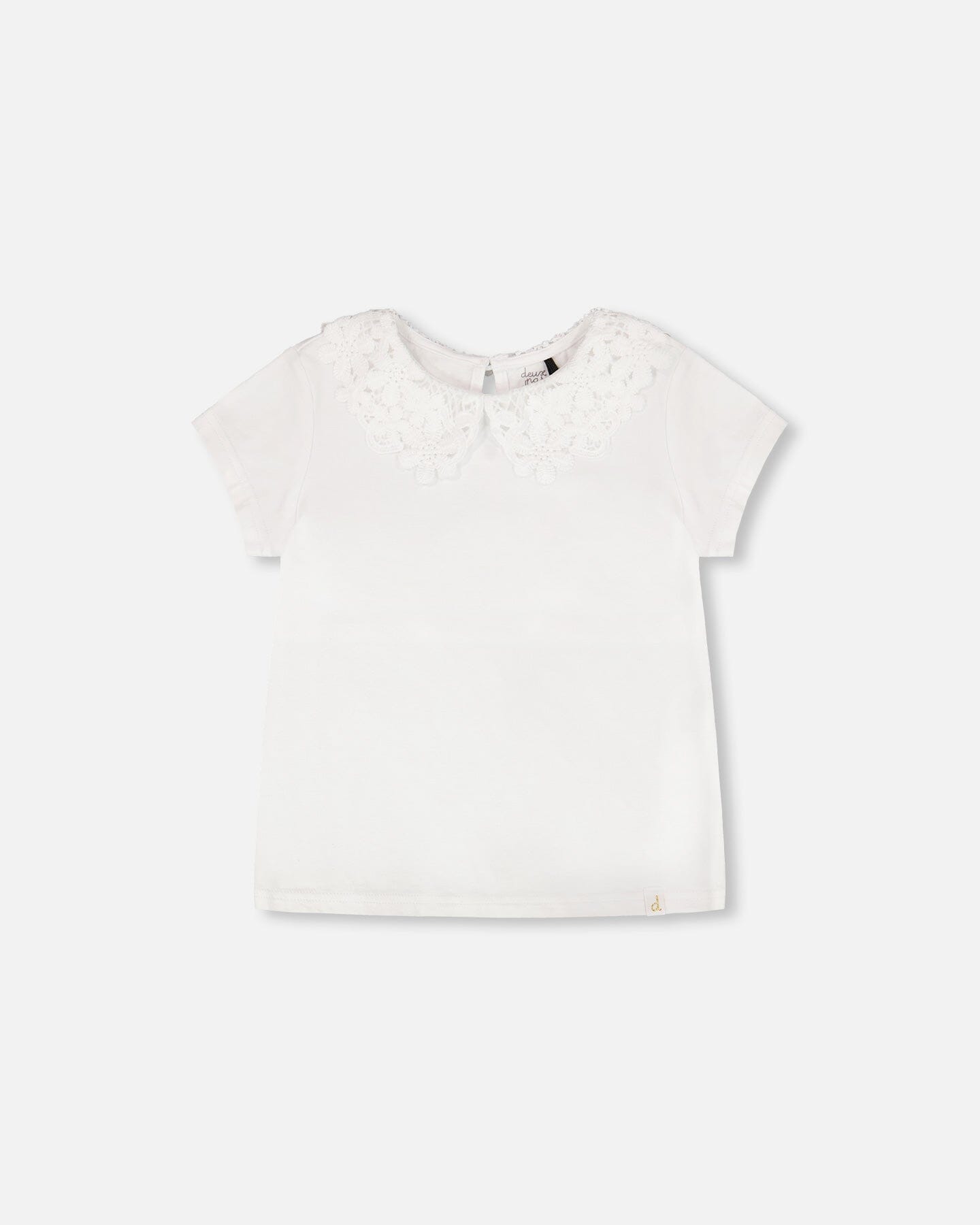 T-Shirt With Crochet Peter Pan Collar White - H30I70_01000
