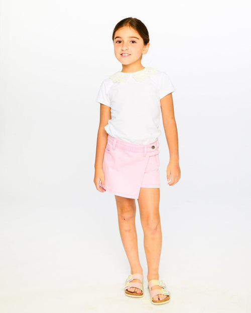 T-Shirt With Crochet Peter Pan Collar White - H30I70_01000