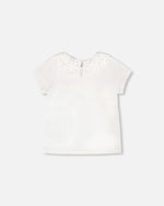 T-Shirt With Crochet Peter Pan Collar White - H30I70_01000