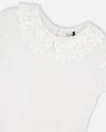 T-Shirt With Crochet Peter Pan Collar White - H30I70_01000
